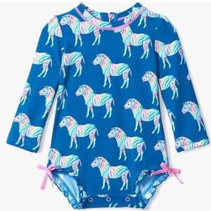 Blue Rainbow Zebra Rashguard Swimsuit